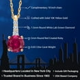 thumbnail image 2 of Gem Stone King 10K Yellow Gold Red Created Ruby and White Lab Grown Diamond Pendant Necklace for Women (0.65 Cttw, Round 5MM, Gemstone July Birthstone, with 18 inch Chain), 2 of 5