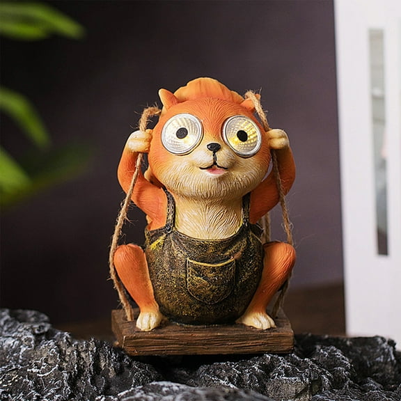 CasaChic Solar Squirrel Garden Statue Lights, Resinous Durable Outdoor Decor, Solar-Powered Auto On/Off Gentle Light, Walkway Yard Art Safety Lighting, Great Gift for Holidays Family