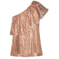 thumbnail image 5 of PrettyGuide Women's One Shoulder Sequin Tops Ruffle Sexy Sparkle Blouse Club Party Top, 5 of 7