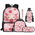 thumbnail image 2 of Yuyamidu Strawberry Axolotl Backpack and Lunch Box, Pencil Pouch, Water Bottle Holder & Keychain, 5-Piece Kids School Bookbag Set for Girls 6-8 & 8-10, 2nd-4th Grade, Back to School Supplies, 2 of 7