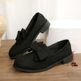 thumbnail image 4 of Black Ladies Bow Detail Round Toe Shallow Mouth Loafers Low Heel Design Daily Use, 4 of 9