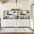 thumbnail image 6 of HAUXITIO 55"W Farmhouse Kitchen Pantry with Charging Station & Wine Rack,68" Tall Buffet Cabinet with Large Countertop for Dining Room,White, 6 of 10
