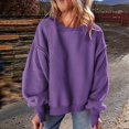thumbnail image 5 of Round Neck Pullover for Women Loose Lambswool Casual Versatile Long Sleeve Top Fall Winter Sweatshirt XXL, 5 of 8