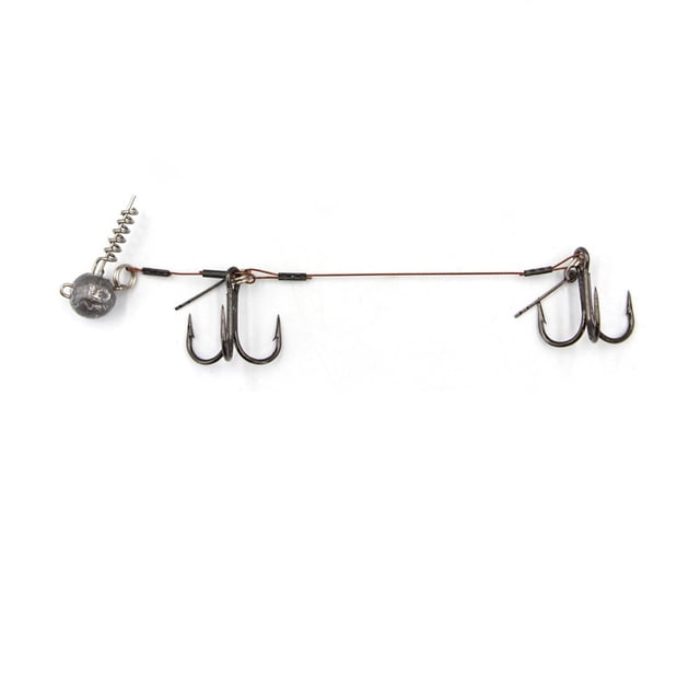LEFU for Stainless Steel Pike Stinger Fishing Rig Set with Treble Hook Center Pin Connector Corkscrew Stingers for Softbait Fishing L Sizes