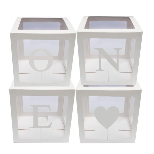 Baby Shower Party Decor Caja De Globos Caja De Cartón Transparente Caja De Regalo De Navidad Para Niños Niñas Baby Shower Despedida De Soltera 4 Unids/Set Advancent HA024123-03
