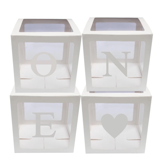 Baby Shower Party Decor Caja De Globos Caja De Cartón Transparente Caja De Regalo De Navidad Para Niños Niñas Baby Shower Despedida De Soltera 4 Unids/Set Speravity HA024123-03
