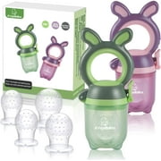 ANGELBLISS Baby Fruit Feeder Pacifier - Teething Toy for 3-24 Months  (Green/Purple 2 Pack)