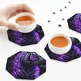 thumbnail image 3 of KLL Drink Coasters Set Octagon of 4,PU Leather Absorbent Coasters Set Decorative Coffee Cup Coasters Housewarming Gift for Home Decor-Purple Plant White Tiger, 3 of 5
