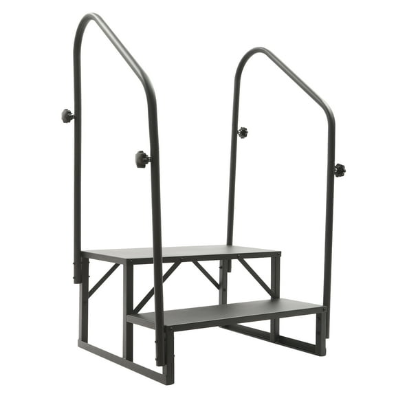 Wildnix RV Stairs Handrails Ladder with 2 Steps, High-Load Capacity (450lbs per Step), Corrosion-Resistant Q235 Steel Construction, Easy to Install, Ideal for Home and Outdoor Use