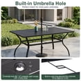 thumbnail image 3 of 6-person 60" Long Rectangular Steel Outdoor Dining Table with Umbrella Hole, 3 of 7