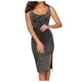 thumbnail image 1 of Vestido vaquero con tirantes para mujer, corte ajustado, tirantes finos, mini, de verano, poliéster/algodón, tallas S-XXL, 1 of 6