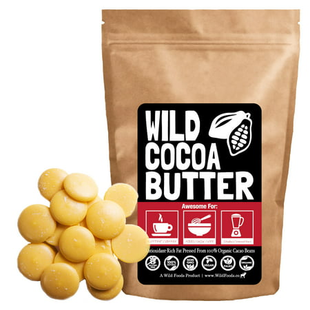 Raw Cocoa Butter Wafers (32 oz) by Wild Foods - Organically grown, Unrefined, Non-Deodorized, Food Grade, Fresh, Excellent For Cooking and