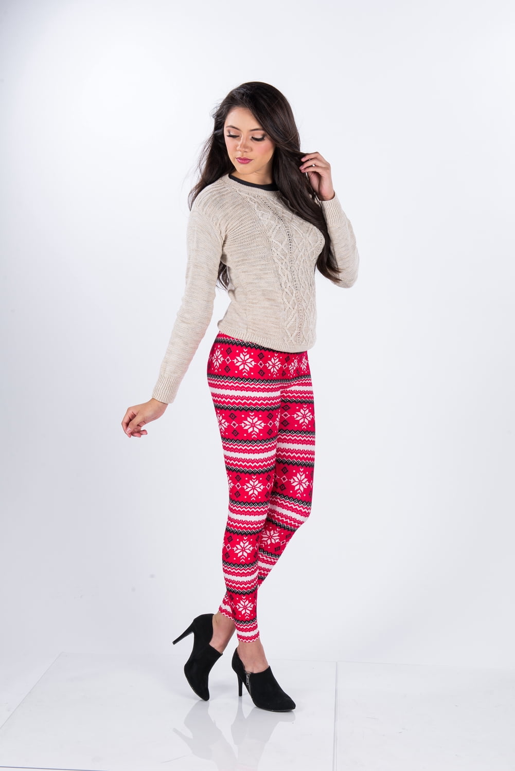Women's Holiday Fashion Print Mid-Waist Full Length Yoga Leggings