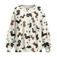 thumbnail image 4 of SCRAWLGOD Dachshund Paw Heart Bone Beige Fashion Sweatshirt for Women Long Sleeve Tops with Pockets Crewneck Comfy Fall Winter Clothes Drop Shoulder Oversized Pullovers, L, 4 of 7