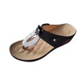 thumbnail image 2 of Women's Plus Size Summer Casual Solid Color Flip-flops Beach Wedge Fish Mouth Sandals Summer Sandals for Women Black 43, 2 of 5