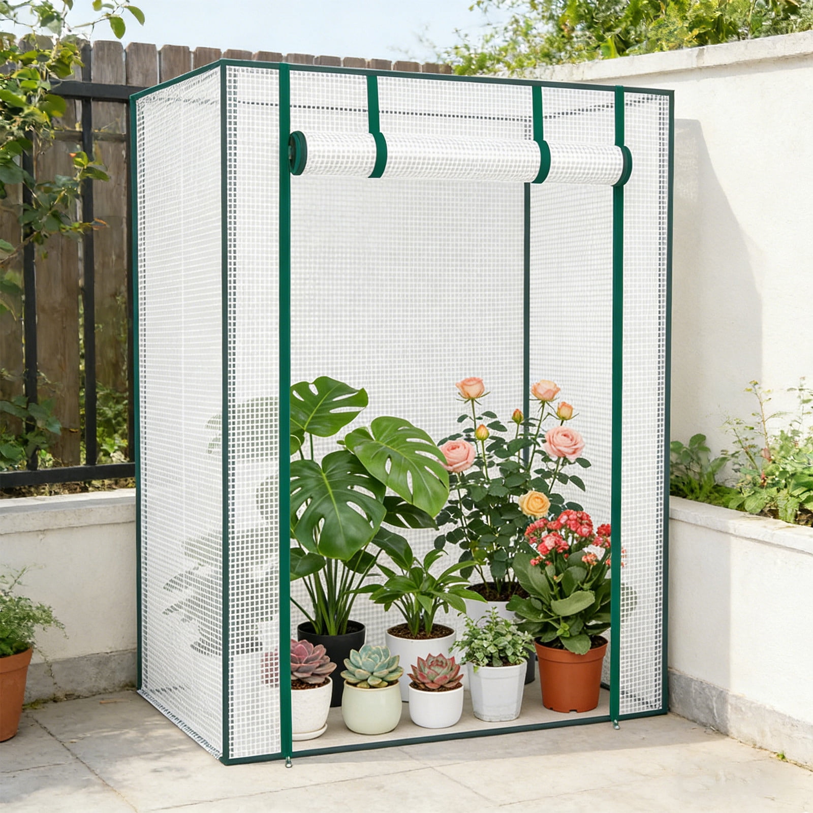Portable Mini Greenhouse Plant Grow Tent Outdoor Indoor Frost Protection Zipper Door Ventilation Plant Protection Greenhouse for Patio Balcony Garden Herb Flower Growing
