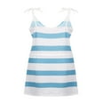 thumbnail image 4 of MesaSe Robe d'Été pour Femme à Col en V, Robe Évasée Sans Manches à Bretelles Spaghetti, Robe à Taille à Cordon, Robe à Rayures Bleu Foncé L, 4 of 6