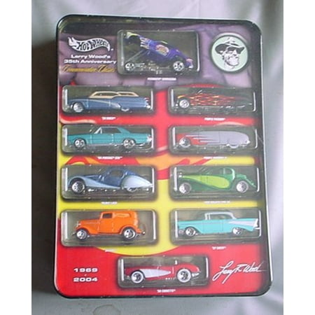Hot Wheels Larry Wood 35th Anniversary Commemorative Classics 10 Car Tin Exclusive Paint with Limited Edition 1:64 Scale Collectible Die Cast Car