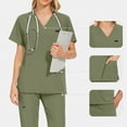 thumbnail image 6 of Caribbean Blue Medical Scrubs Uniforms Set Doctor Short Sleeve Surgical Uniforms Unisex Shirt & Pant Surgical Uniforms Set, 6 of 10