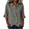 thumbnail image 2 of Neewe Button Down Shirts for Womens 3/4 Sleeve Blouses Collared Casual Summer Tops Daily Outfits, 2 of 6