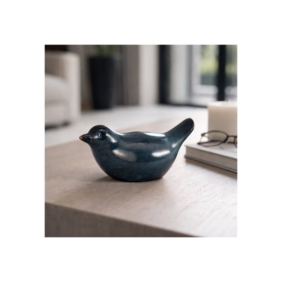ClassicBird Figurine for Home Decor - Reactive Finish Ceramic Sculpture for Bathroom Counter, Office, Room and Living Room Shelf - Ornament Statue Accent Piece for Coffee Table Display  - 4", Blue