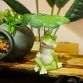 thumbnail image 2 of Frog Statue for Garden - Lotus Leaf Sitting Frog Figurines Decor Cute Craft Resin Frog Sculpture Decor for Outdoor Yard Garden Pond Home Office Desk Tabletop Gift Ornament, 2 of 8
