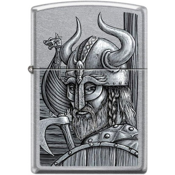 Zippo Lighter- Viking Helmet Axe Street Chrome Windproof Lighter #Z5137