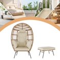 thumbnail image 6 of Luku Wicker Egg Chair with Ottoman, 2-Piece Rattan Lounge Set w/Cushion, Indoor Outdoor Patio, 350lbs, 6 of 9