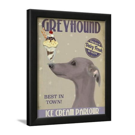 - Greyhound, Grey, Ice Cream Framed Print Wall Art By Fab Funky