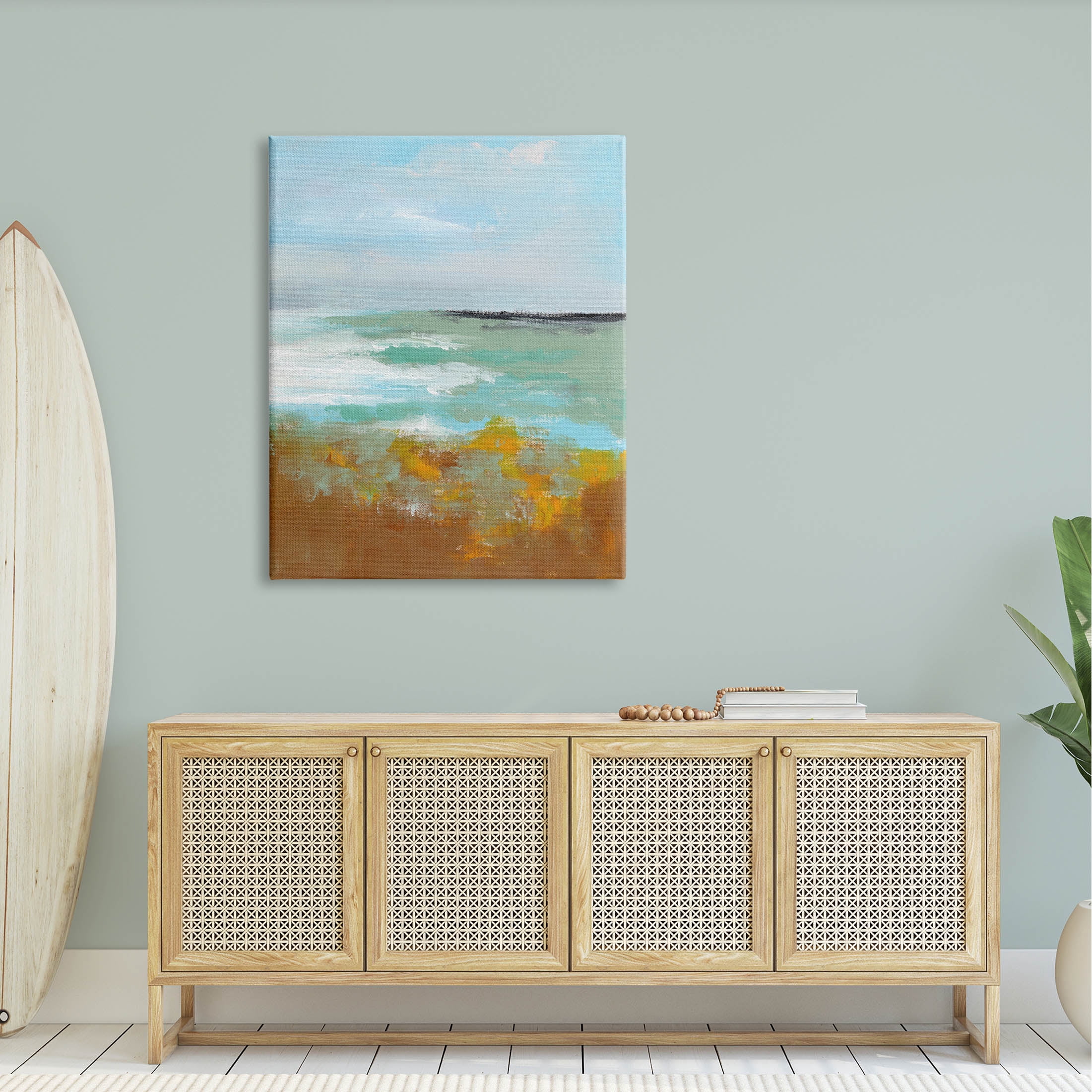 Stupell Industries Modern Distant Ocean Waves Landscape Painting Gallery Wrapped Canvas Print Wall Art, Design by Nikita Jariwala