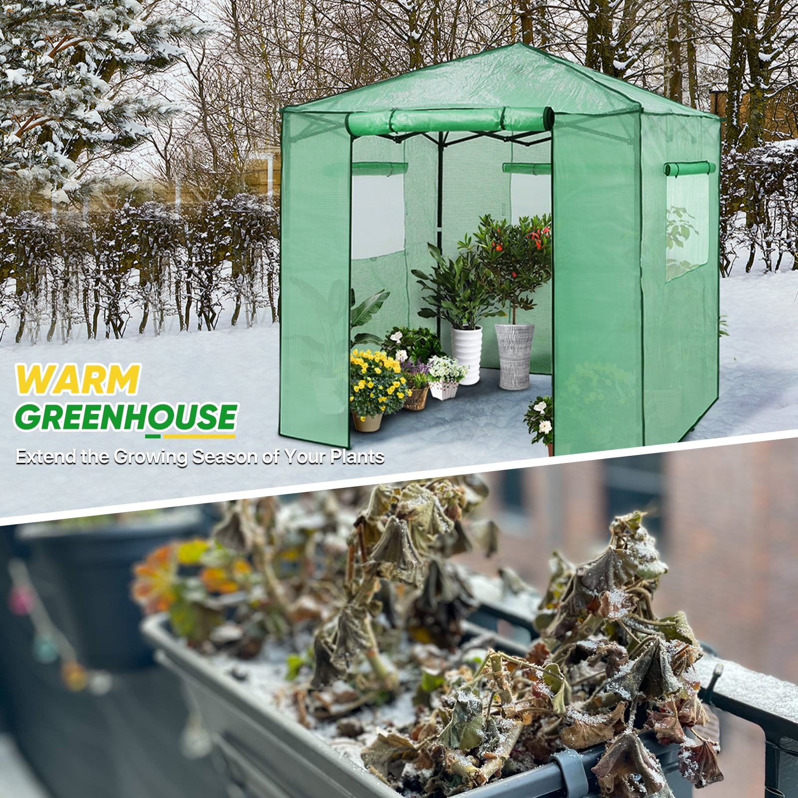 EAGLE PEAK 7 Ft. W x 7 Ft. D Pop up Greenhouse Portable Walk-in Outdoor Gardening Green House