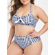 thumbnail image 1 of A cuadros abotonado cabestro de la vendimia más el tamaño de traje de baño bikini Rosegal Leggings de talla grande, 1 of 5