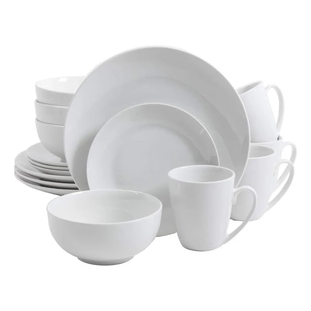 Vajilla De Cerámica Blanca 16 Piezas Blue Harbor 38465 Blanca Houseware International