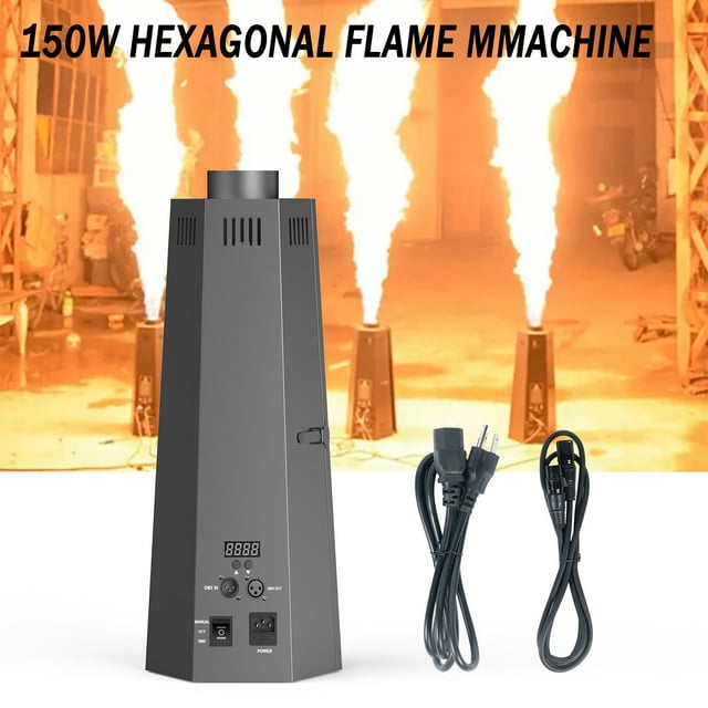 Machine à Feu 150W, Lanceur de Flamme Hexagonale Effet de Scène DMX512 Machine à Feu pour Performance Extérieure