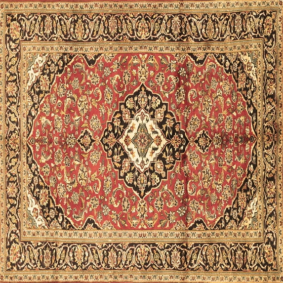 Ahgly Company Indoor Square Medallion Brown Traditional Area Rugs, 4' Square