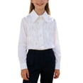 thumbnail image 2 of Blusas y camisas de manga larga con cuello redondo Camisa de manga larga con cuello de diamantes de imitación para niñas y niños de escuelas secundarias y grandes Blusa para niña, 2 of 8