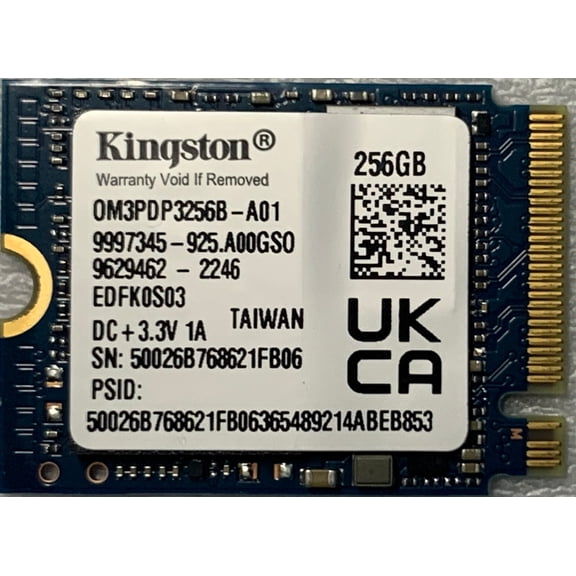 Kingston 256GB 2230 SSD M.2 NVMe Steam Deck Surface Laptop 0m3pdp3256b-a01
