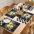 thumbnail image 5 of Summer Lemon Placemats Set of 6 Vintage Black Plaid Blue Spring Floral Place Mats Indoor Wipeable Table Mats Washable Cloth Dining Table Placemats for Kitchen Holiday Party Home Decor 13x19 Inch, 5 of 9