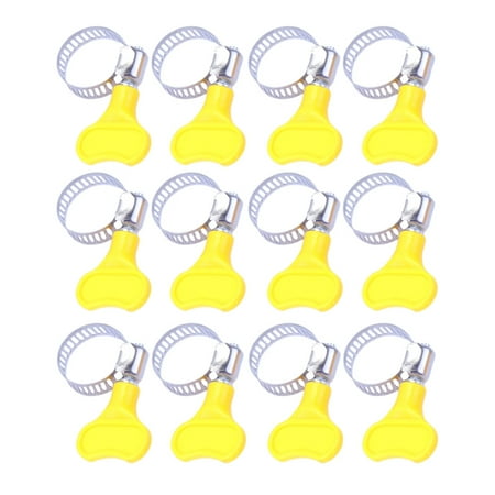 

100Pcs 18-32mm Stainless Steel Home Use Pipe Hose Clamp Pipe Clamp with Yellow Handle for Indoor Outdoor Supplies