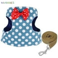 thumbnail image 3 of BadPiggies Cute Cat Bowknot Harness Leash Set No Pull Walking Pet Dog Round Spot Vest Harness (L, Blue), 3 of 7
