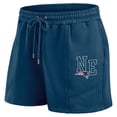 thumbnail image 4 of Women's WEAR by Erin Andrews Navy New England Patriots Washed Fleece Long Sleeve T-Shirt & Shorts Lounge Set, 4 of 6