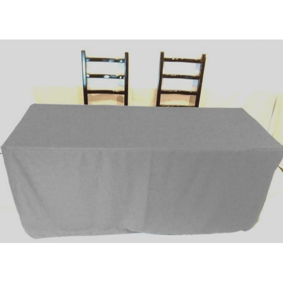 6' ft Fitted Polyester Tablecloth SLIT BACK TableCover Trade show Booth 18 COLOR", (Color: Grey)