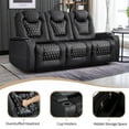 thumbnail image 6 of Bonzy Home Theater Recliner Chair Sofa, PU Leather 3 seat Power Recliner Sofa with Cup Holders, USB Ports, Black, 6 of 6