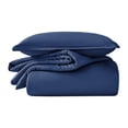 thumbnail image 3 of Sleep Zone 85gsm Luxury Plush Solid Microfiber Comforter Set, All Season Ultra Soft Bedding, Twin/Twin-XL Navy Blue, 3 of 10