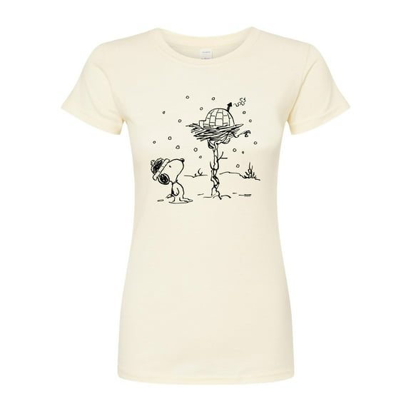 Peanuts - Snoopy Woodstock Igloo - Juniors Fitted Graphic T-Shirt