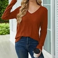thumbnail image 2 of Women's Pullover Sweater Solid Color Knit V Neck Long Sleeve Fashionable Apparel for Women, 2 of 5