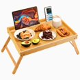 thumbnail image 1 of Bamboo Bed Tray Table, Large Breakfast Tray with Folding Legs, Multipurpose Serving Tray Use As Portable Laptop Snack Table, for, 1 of 8