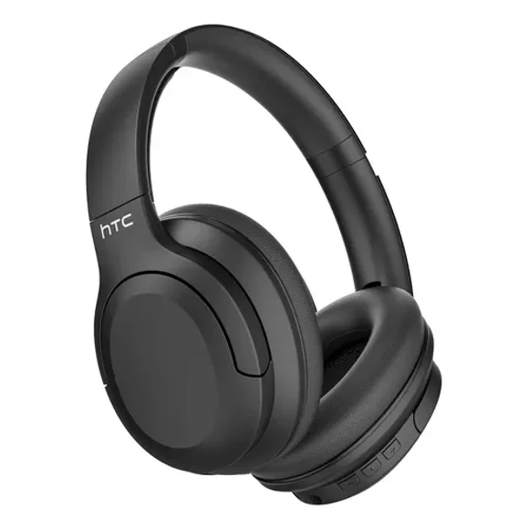HTC HP02 Audífonos Inalámbricos Diadema con Cancelación Activa de Ruido, 60 Horas de Reproducción, 40mm Drivers Dinámicos, Conexión 3.5 mm, ANC Audífonos Over-Ear Compatible con iOS, Android -Negro