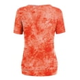 thumbnail image 3 of Made by Johnny Women's Tie dye Scoop Neck Short Sleeve Front Pleated Blouse Tunic Top S-3XL Plus Size L CORAL, 3 of 4