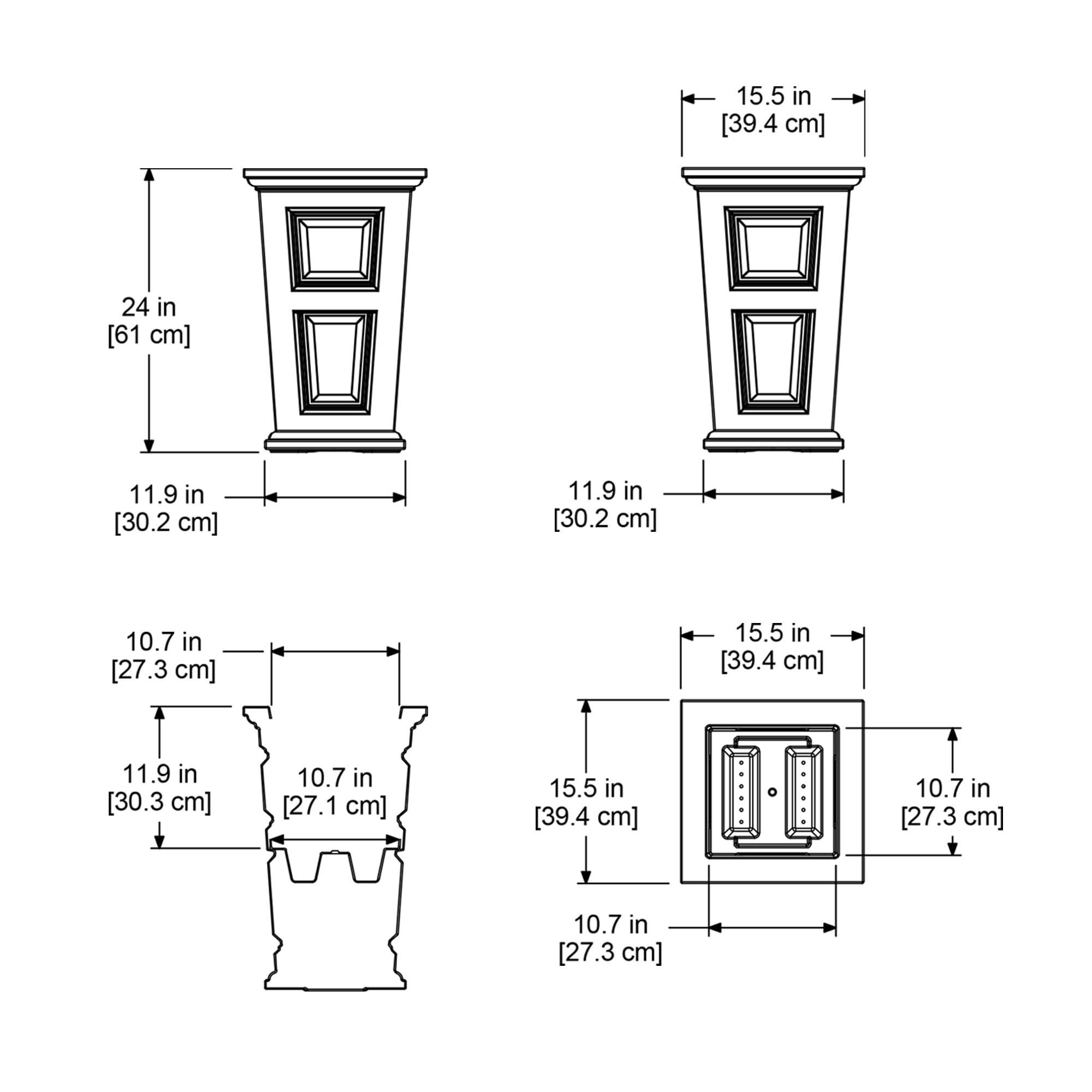 Wyndham Tall Planter - White - 2-Pack